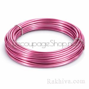 Цветна алуминиева тел, розово (1.5мм/ 6м)