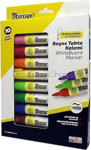 Маркери за бяла дъска 10 броя презареждащи REFILLABLE BOARD MARKER SET