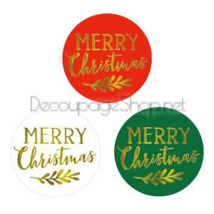 Коледни стикери на ролка, 3,8см / 100бр. (Merry Christmas)