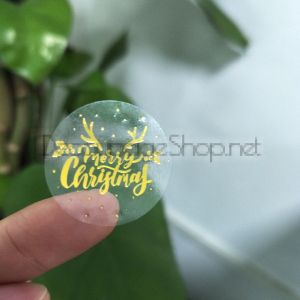 Коледни стикери на ролка, 2.5см / 100бр.прозрачни със злато (Y129)