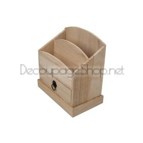 Дървен органайзер за бюро с чекмедже 17,0 х 17,5 х 9,5 см