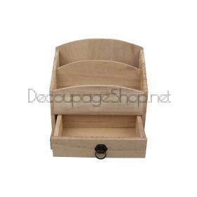 Дървен органайзер за бюро с чекмедже 17,0 х 17,5 х 9,5 см