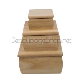 Квадратни дървени кутии натурални - КОМПЛЕКТ 3 броя - 1313SET