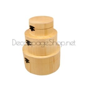 Кръгли дървени кутии натурални - КОМПЛЕКТ 3 броя