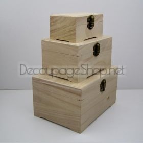 Дървени кутии натурални, правоъгълни с крачета, комплект 3 броя