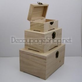 Дървени кутии натурални, правоъгълни с крачета, комплект 3 броя