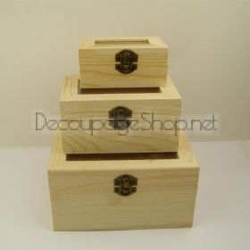Дървени кутии със стъклен капак - 3 размера