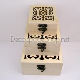 Дървена кутия с орнаменти на капака - 9555SV