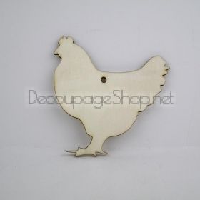 Дървена великденска кокошка за декорация от шперплат - 9,7x 9,8см - XB011